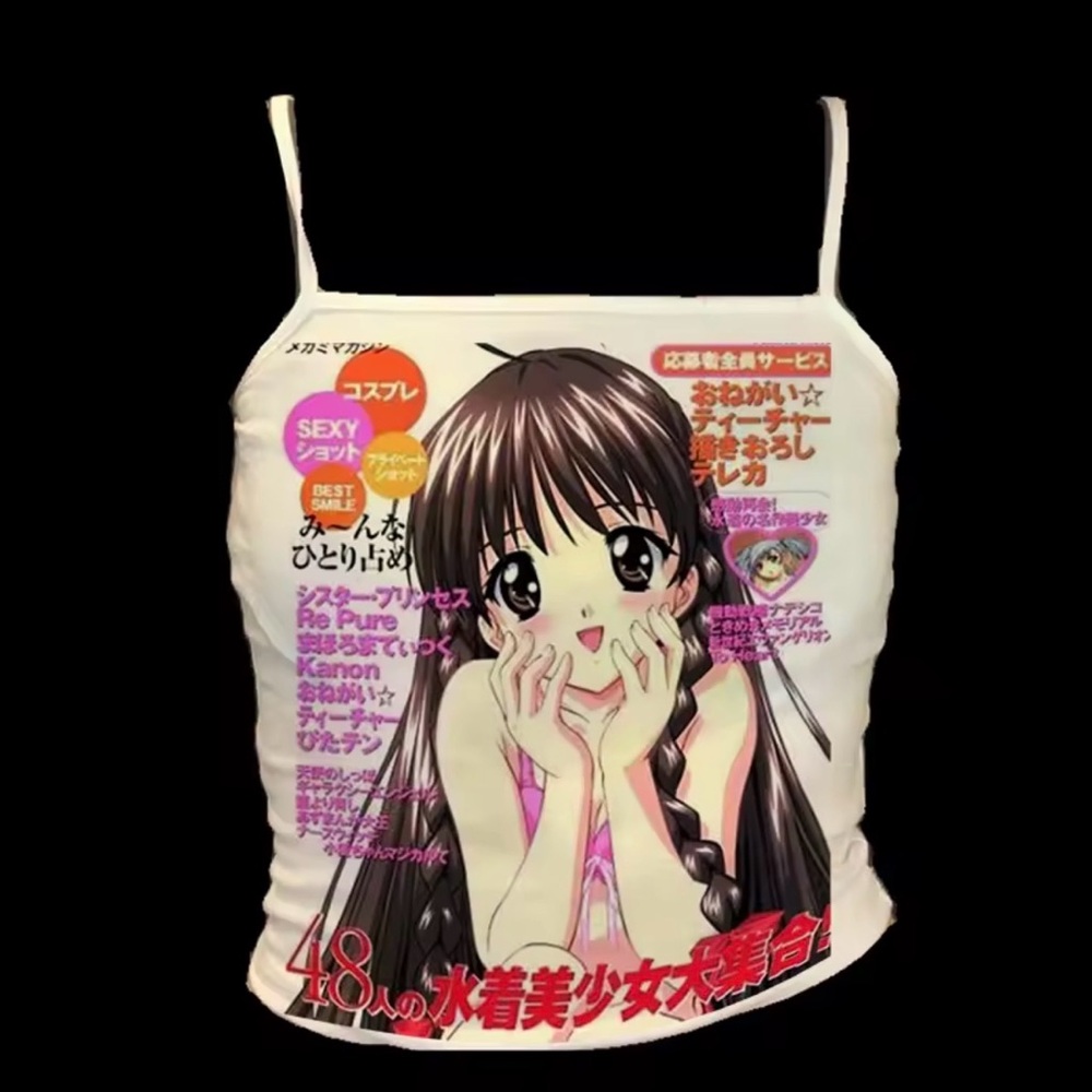 Rare Liz Lisa Anime Japanese T-shirt Crop Tank Tops y2k O0s Heisei Era Manga